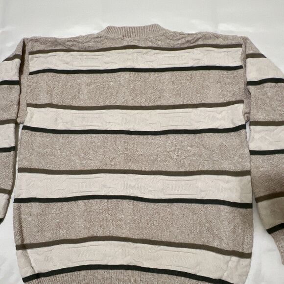 Fisherman Sweater 100% Cotton Cable Knit VINTAGE USA Grandpa Cottagecore Sz L - Picture 7 of 13